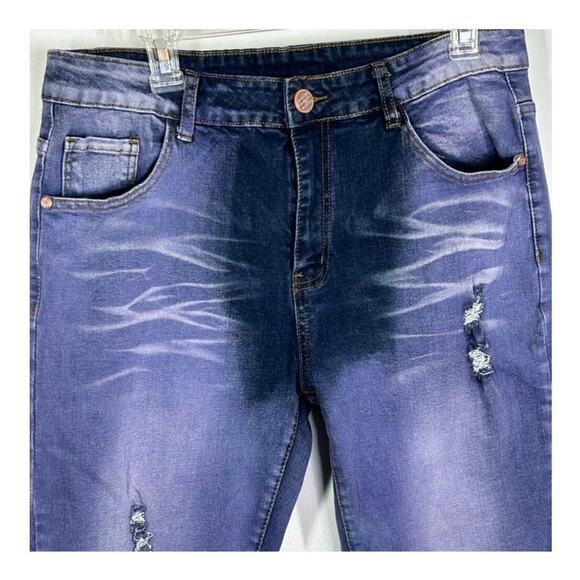 Junbaoss Purple Ombré Distressed Skinny Jeans Size 34 - Picture 3 of 13